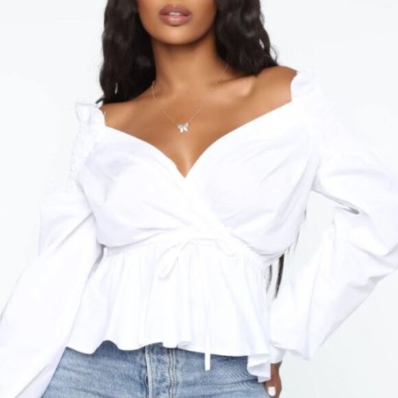 Fashion Nova Tops - Off Shoulder White Top